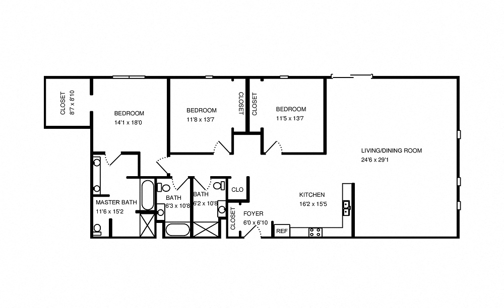 Bucktown Station 3 bedroom B floorplan